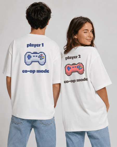 Koszulki Oversize dla Par / Przyjaciół z pixelowymi padami | It's a match!